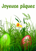 Joyeuses P&acirc;ques avec &oelig;ufs &eacute;clatants et fleurs